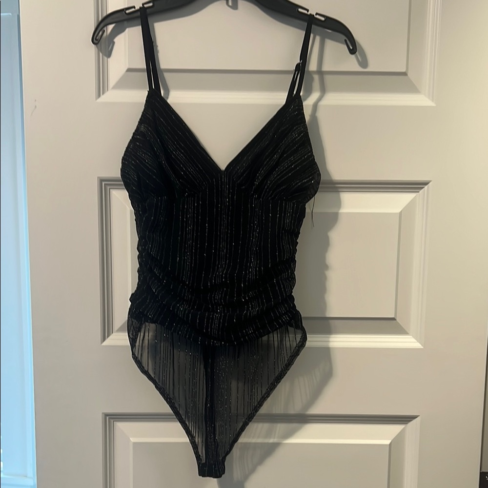 Le Lis Black Ribbed Sleeveless Bodysuit